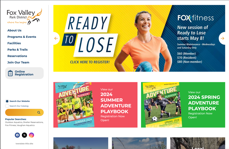 Fox Valley Park District Web Design