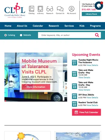 Library tablet website design