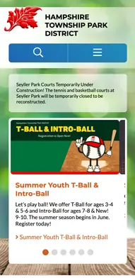 Hampshire Township Park District Mobile Design Website