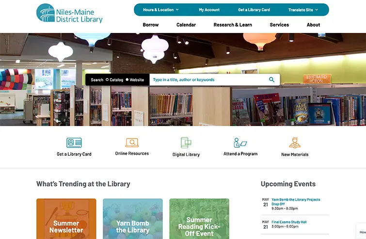 Niles Maine Library Website Design