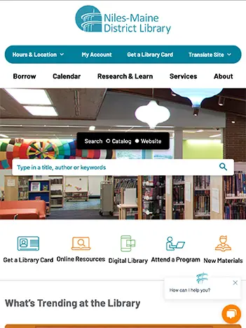 Niles Maine Library iPad Website Design
